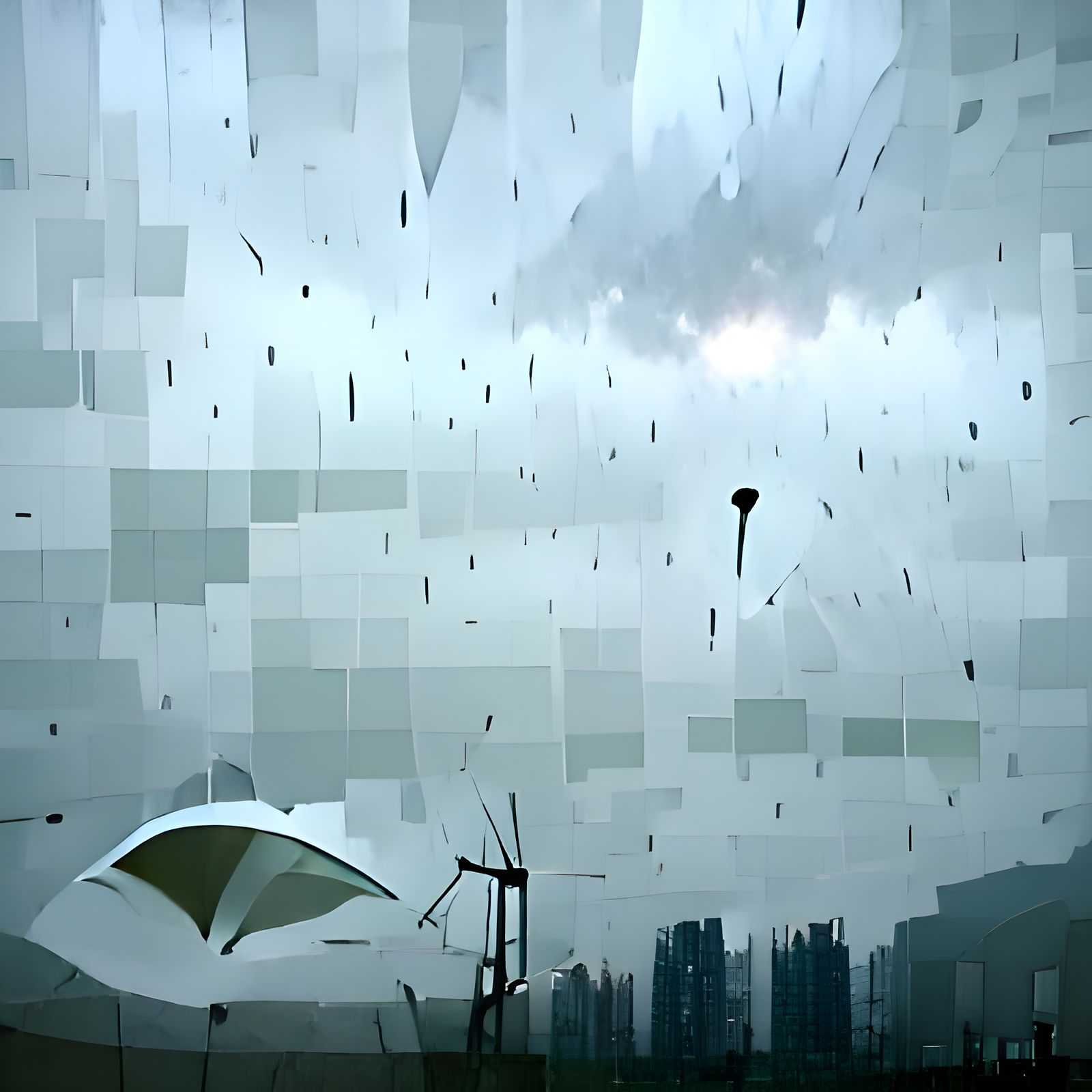 Post-Apocalyptic Umbrella on White Screen
