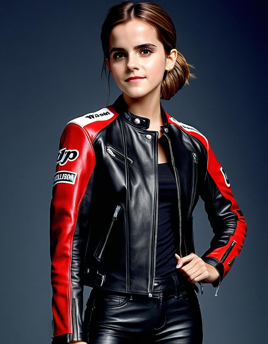 Emma Watson as Biker Girl with Sport Bike