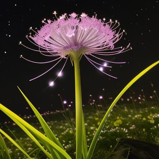Allium Flower in Starry Night Glitter
