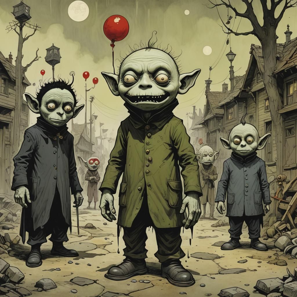 Intimidating Vampire Teletubbies in Gris Grimly Style