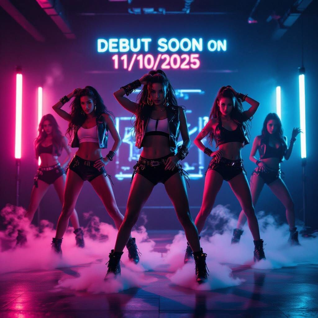 Three Badass Girls Debut with Dancers in Neon Studio