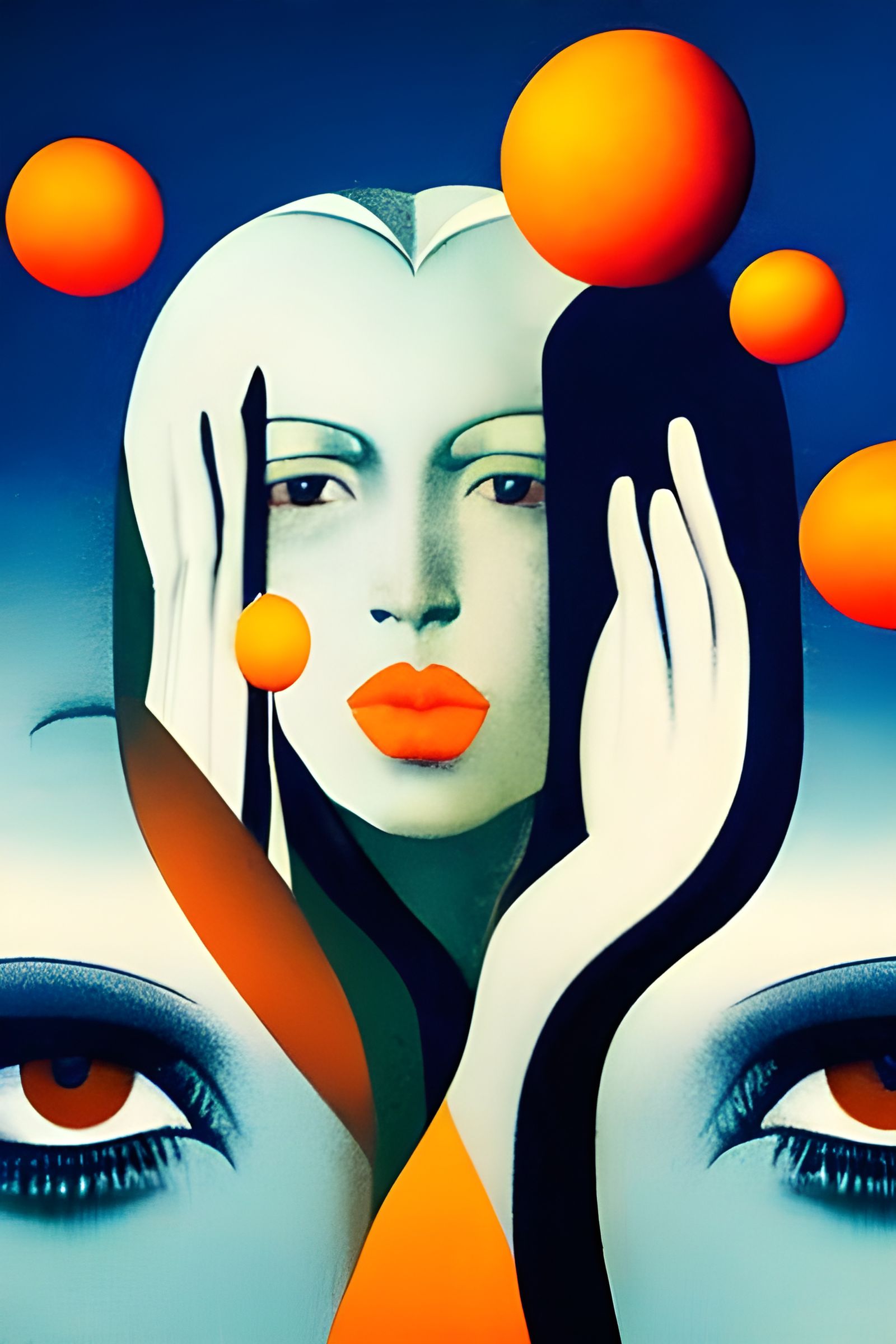 Woman with Egg: Film Noir Retro Portrait