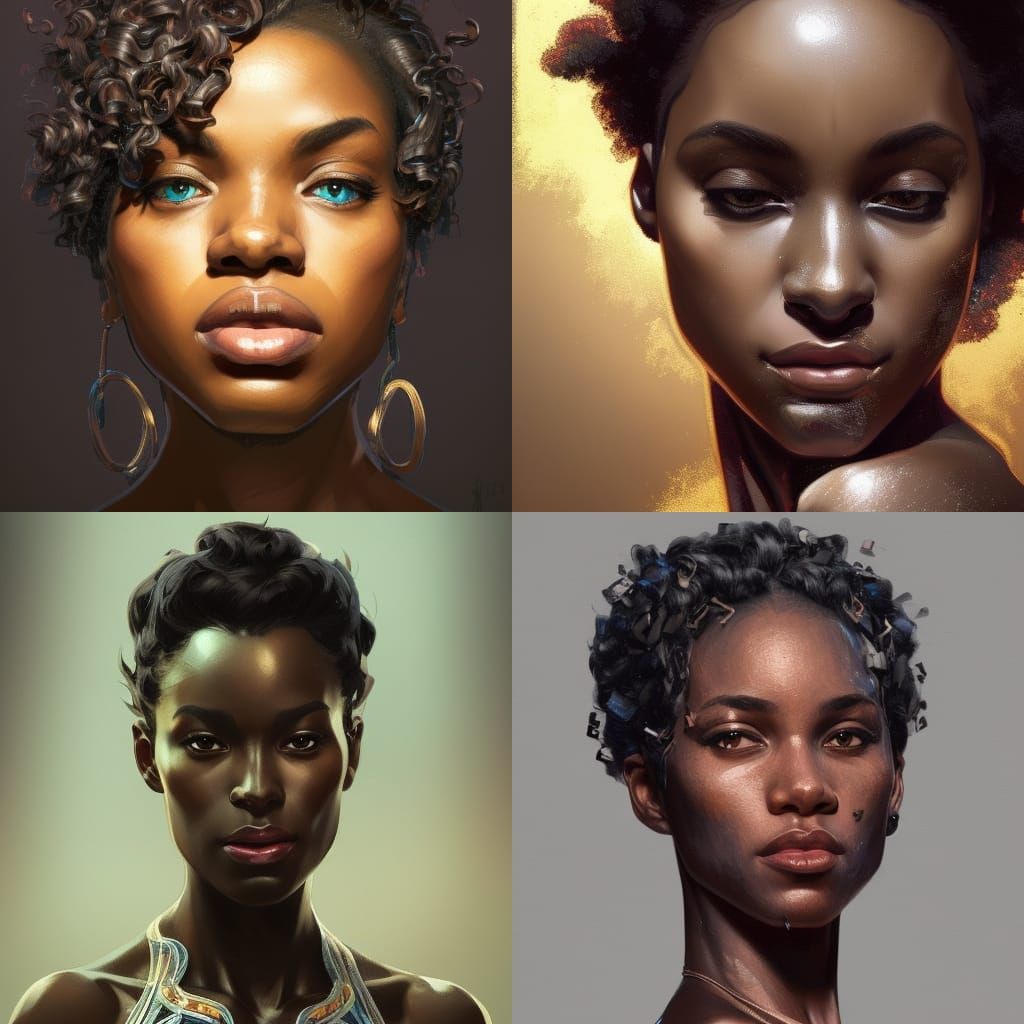 Hyperdetailed Portrait of a Black Woman in Artstation Style