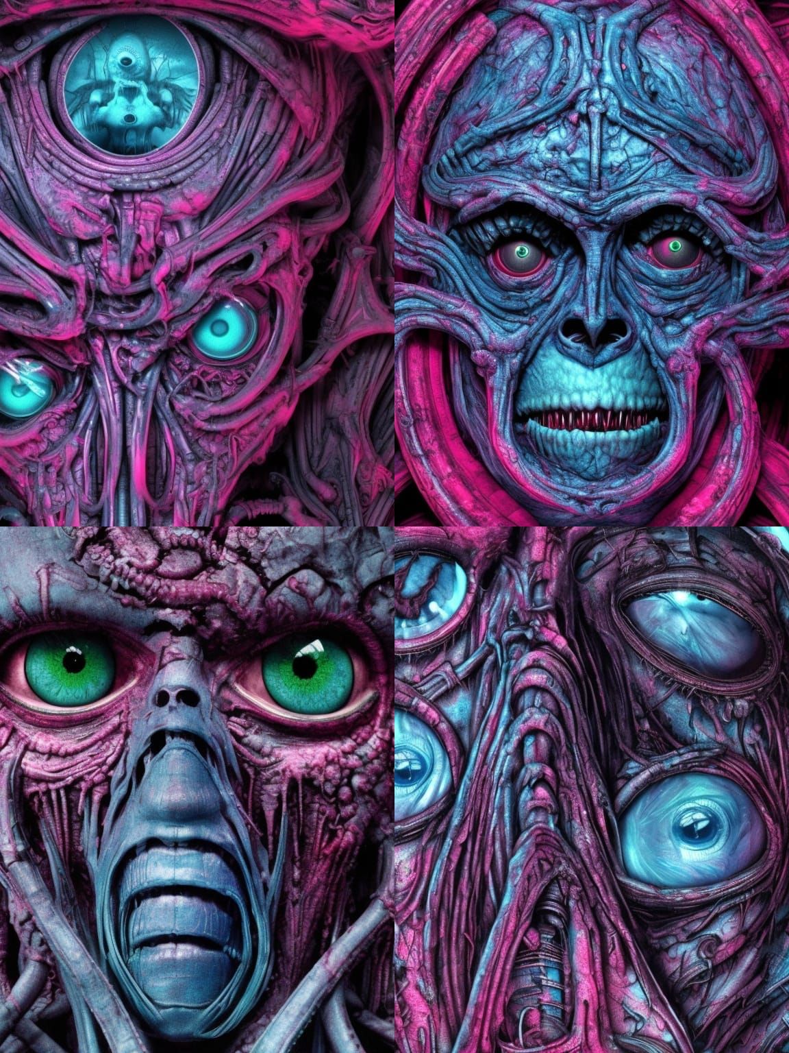 Eldritch Horror: Blue Eyes in H.R. Giger Style