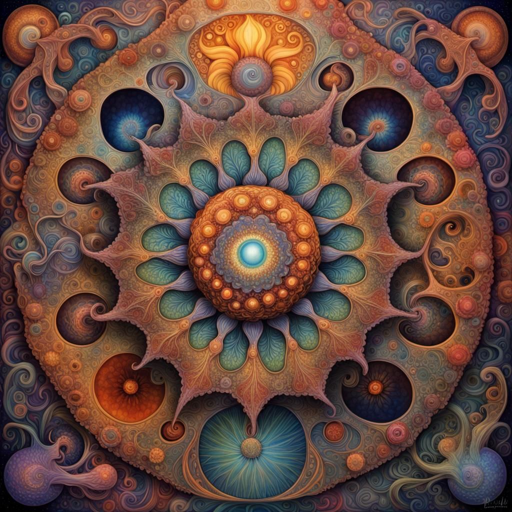 Spectacular Multi-Colored Tentacle Mandala in Hyperrealism S...