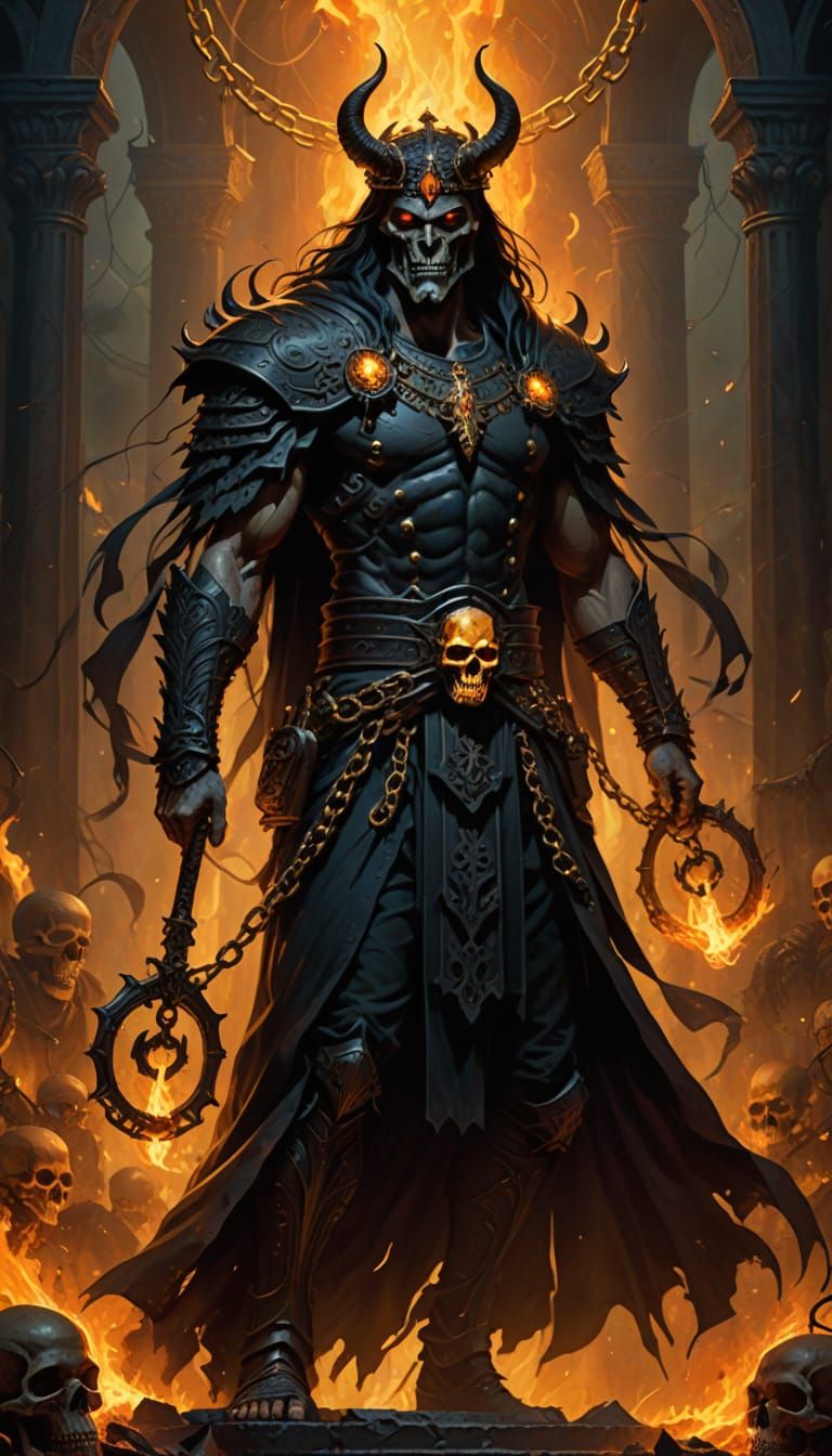 Hades in Dark, Gothic Oil Painting Style