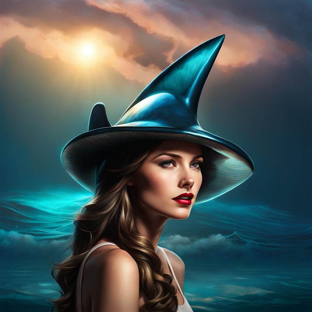 Dreamy Shark Hat in Digital Painting Style