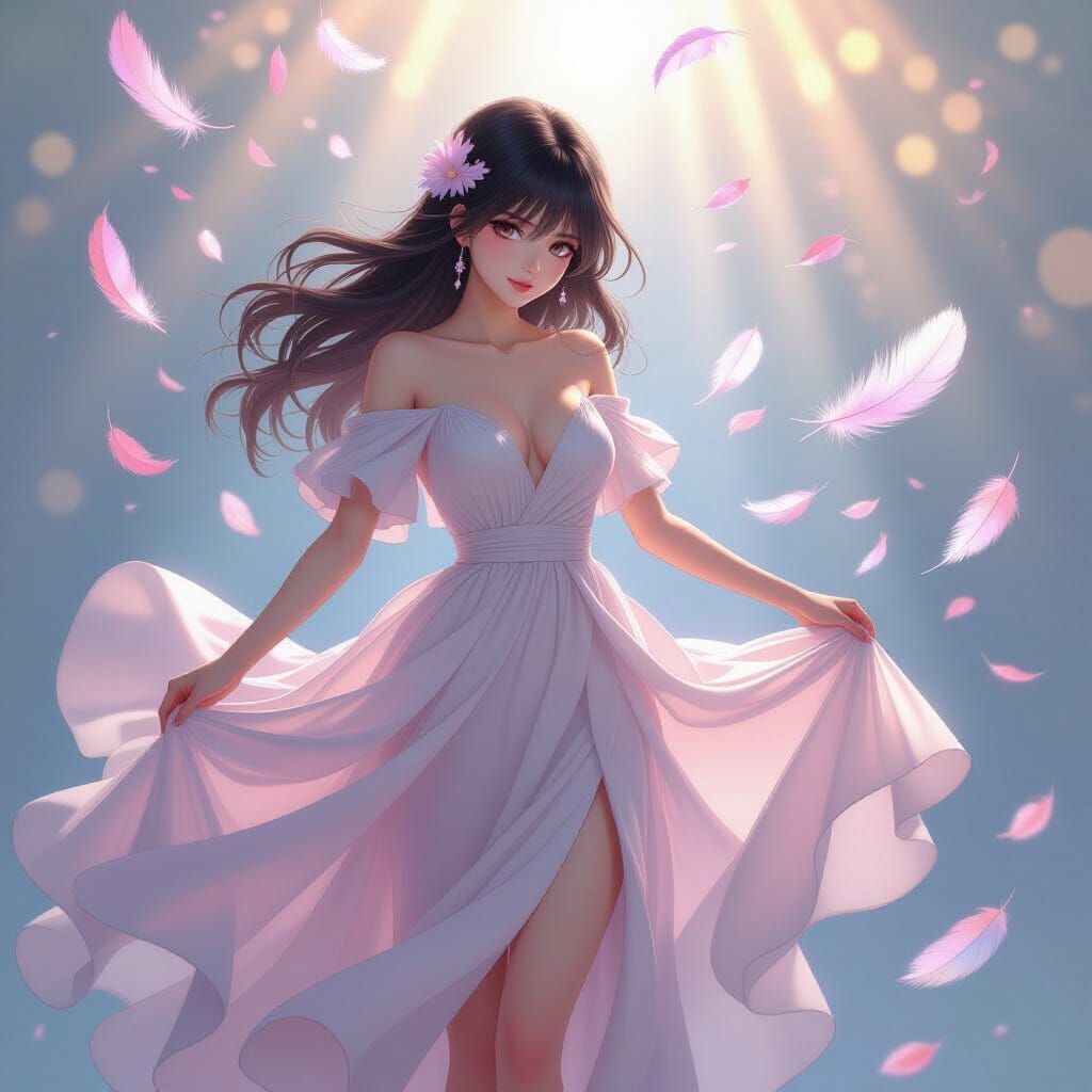 Anime Girl in Pastel Colors with Luminous Aura