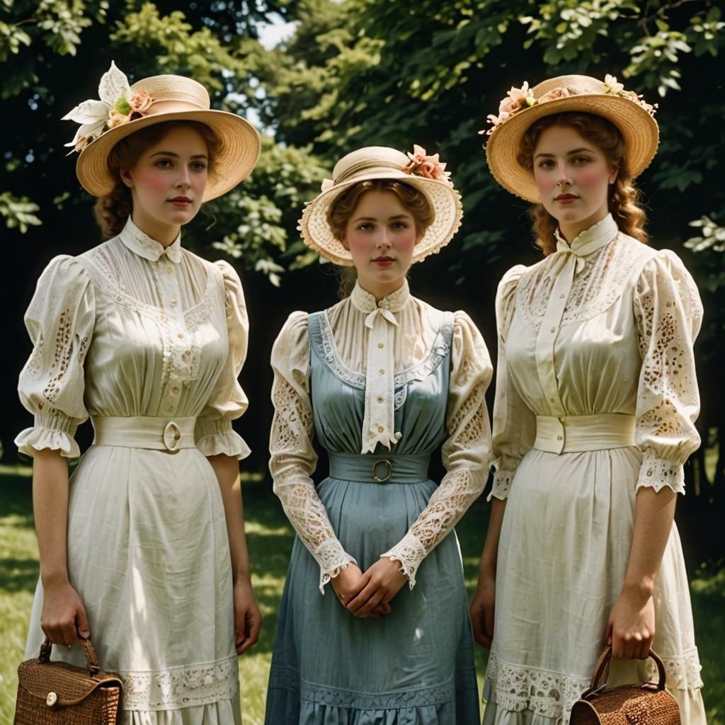 Edwardian Women Enjoying a Hot Summer Day