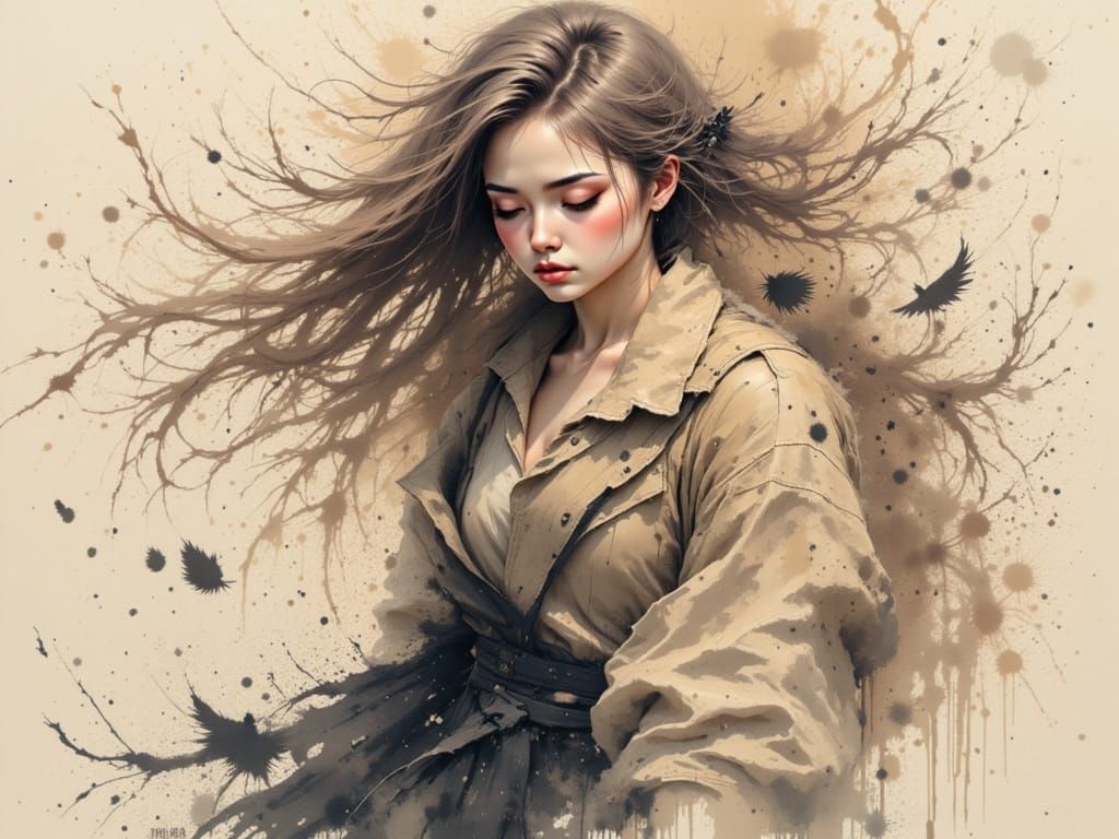 Serene Figure in Gentle Brushstrokes