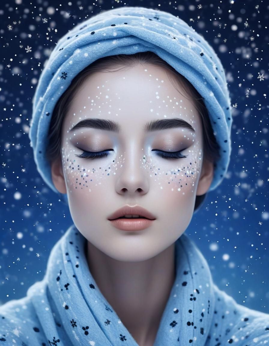 Dreamy Blue Makeup Illustration