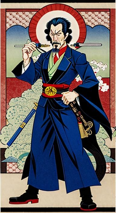 Ukiyo-e Style Menacing Sidekick Illustration