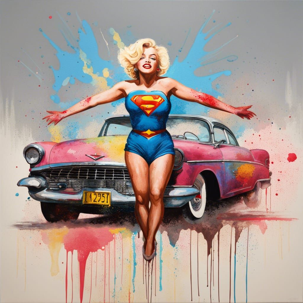 Marilyn Monroe as Supergirl in Oil Painting Style