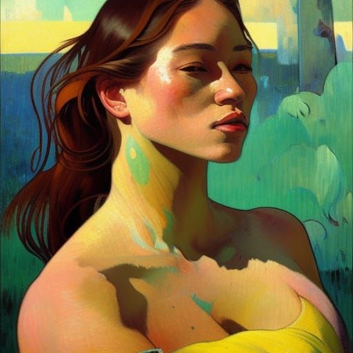 Woman Portrait in the Style of Gauguin
