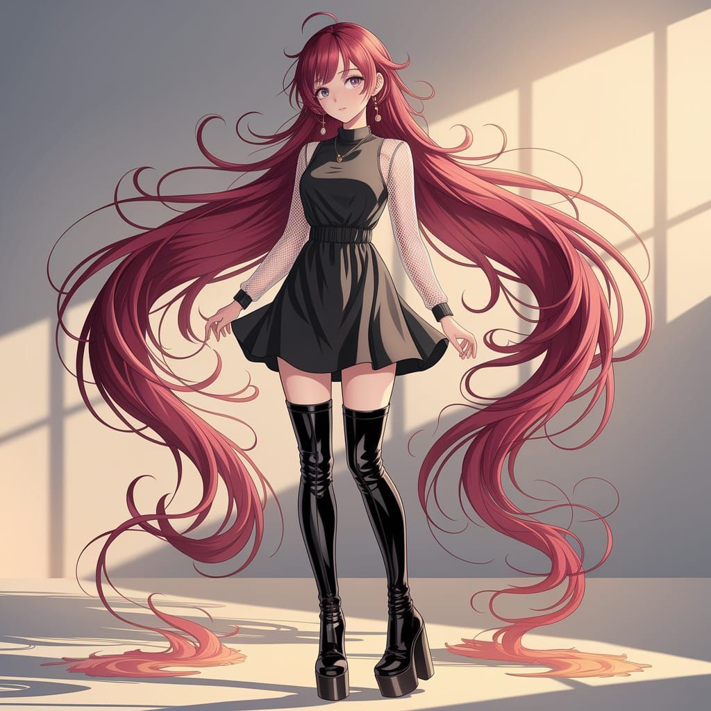 Elegant Japanese Woman in Anime Style