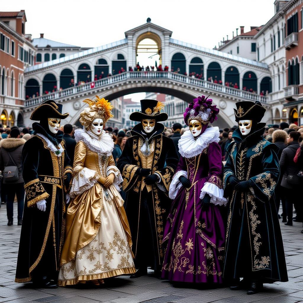 Venice Carnival Mystery on Rialto Bridge