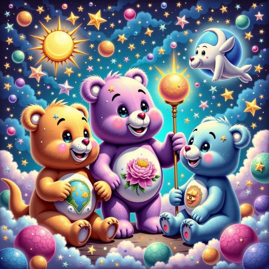 Care Bears Surrounded by Celestial Wonders
