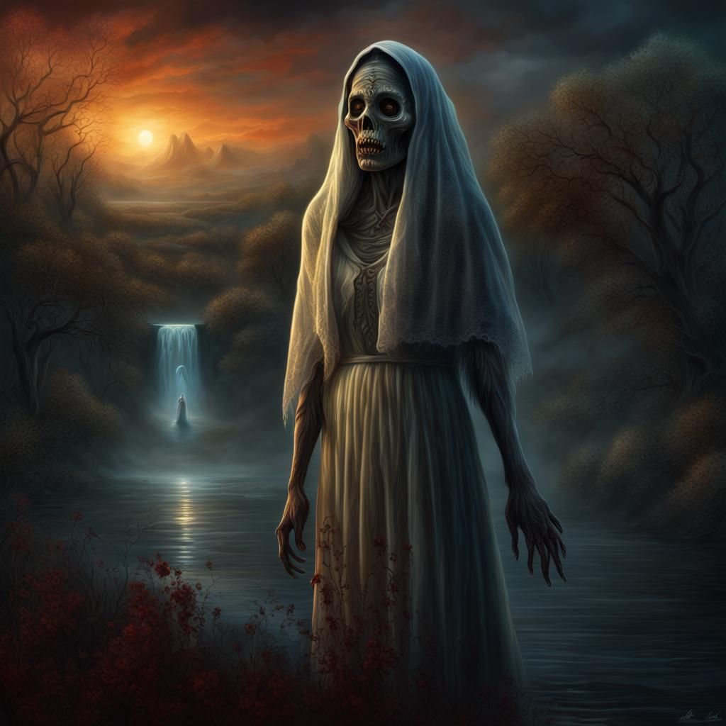La Llorona: Detailed Horror Airbrush Art