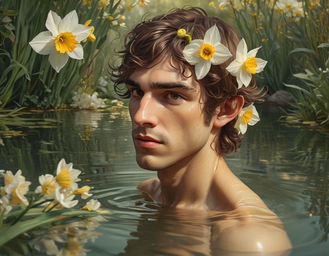 Narcissus Gazing at His Reflection: Greek Mythology