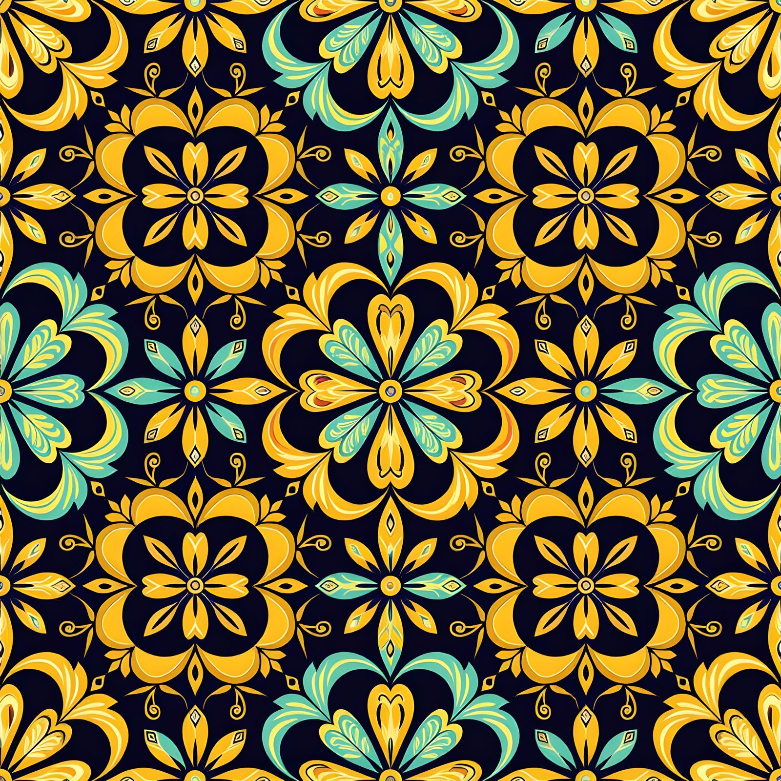 Retro Hippy Flower Power Seamless Pattern