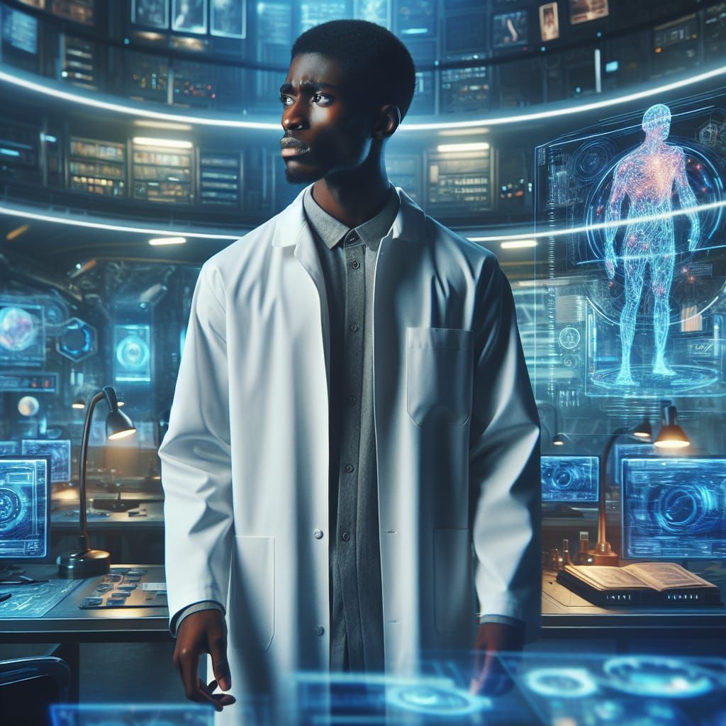 Sci-Fi Portrait: Black Scientist in Alien Lab