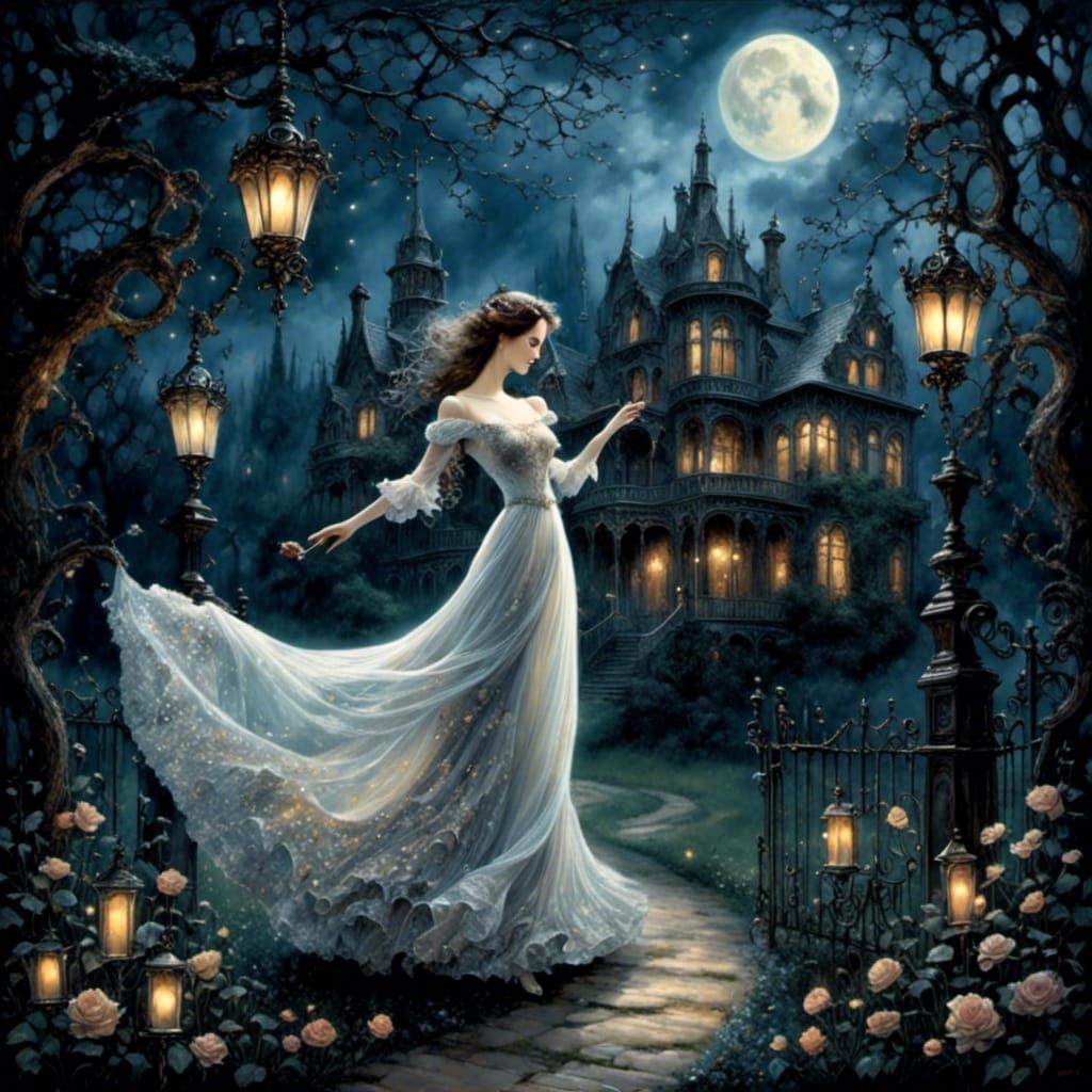 Ghostly Dance in a Gothic Garden