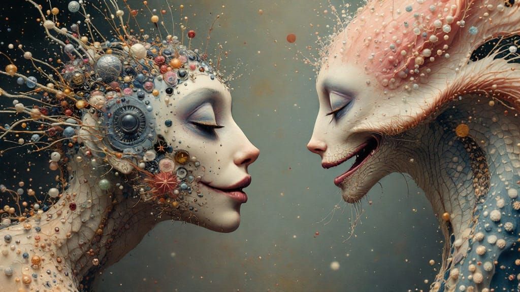 Alien Party: Hyperrealistic 20th Century Painting