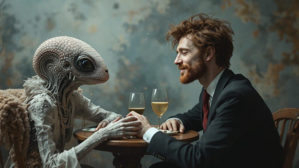 Hyperrealistic Alien Party Inspired by 20th Century Art