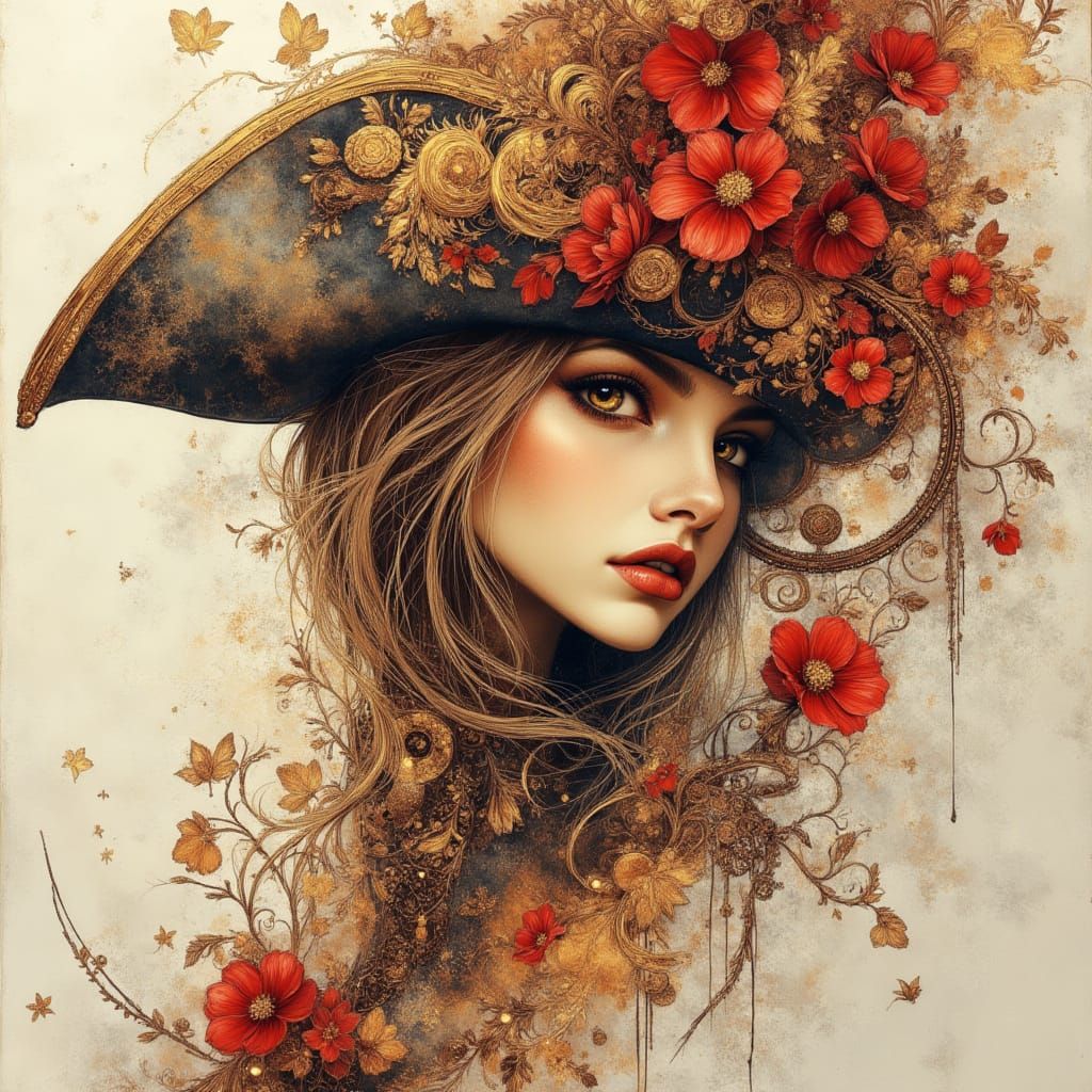 Pirate Alcohol Ink Sketch in Gothic Style