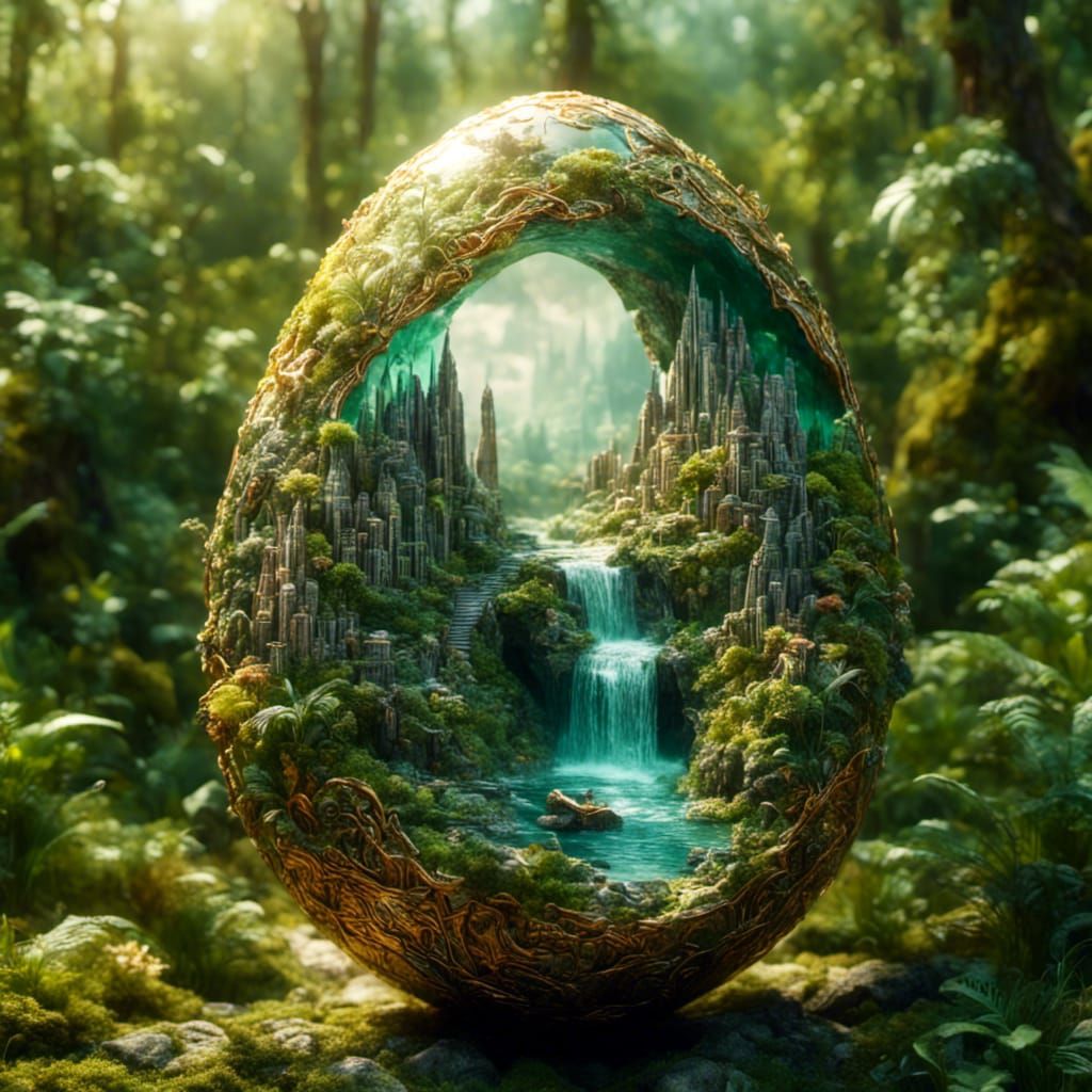 Fabergé egg with a Forest Scene