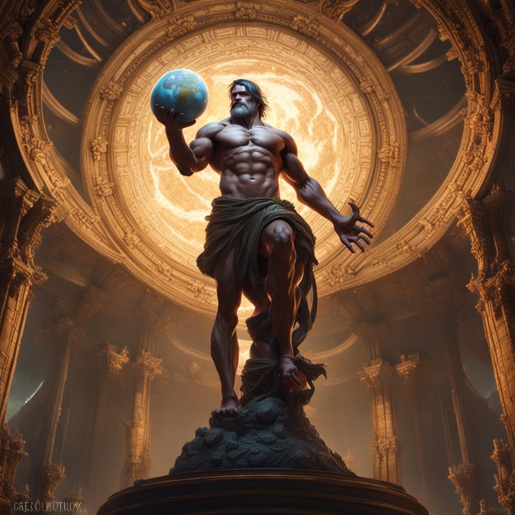 Epic Atlas Holding World, Dark Fantasy Art