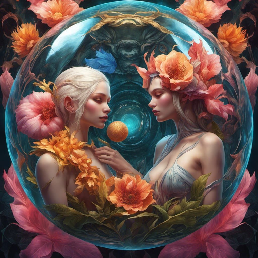 Mystical Flower Glass Sphere