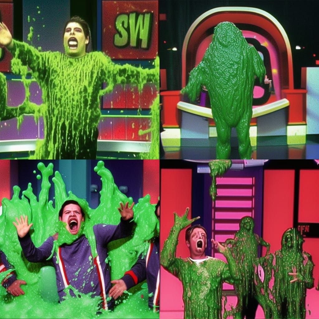 Cursed 90s Game Show Scene: Green Slime Horror