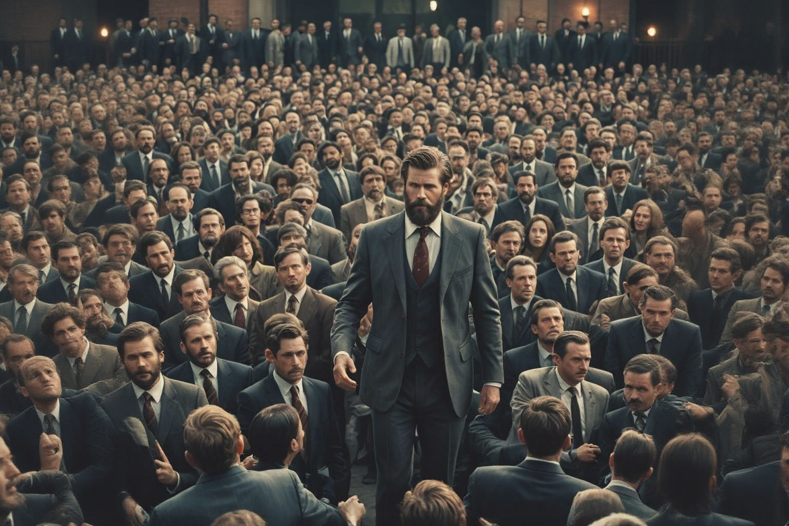 Cinematic Portrait of Bearded Man in Suit