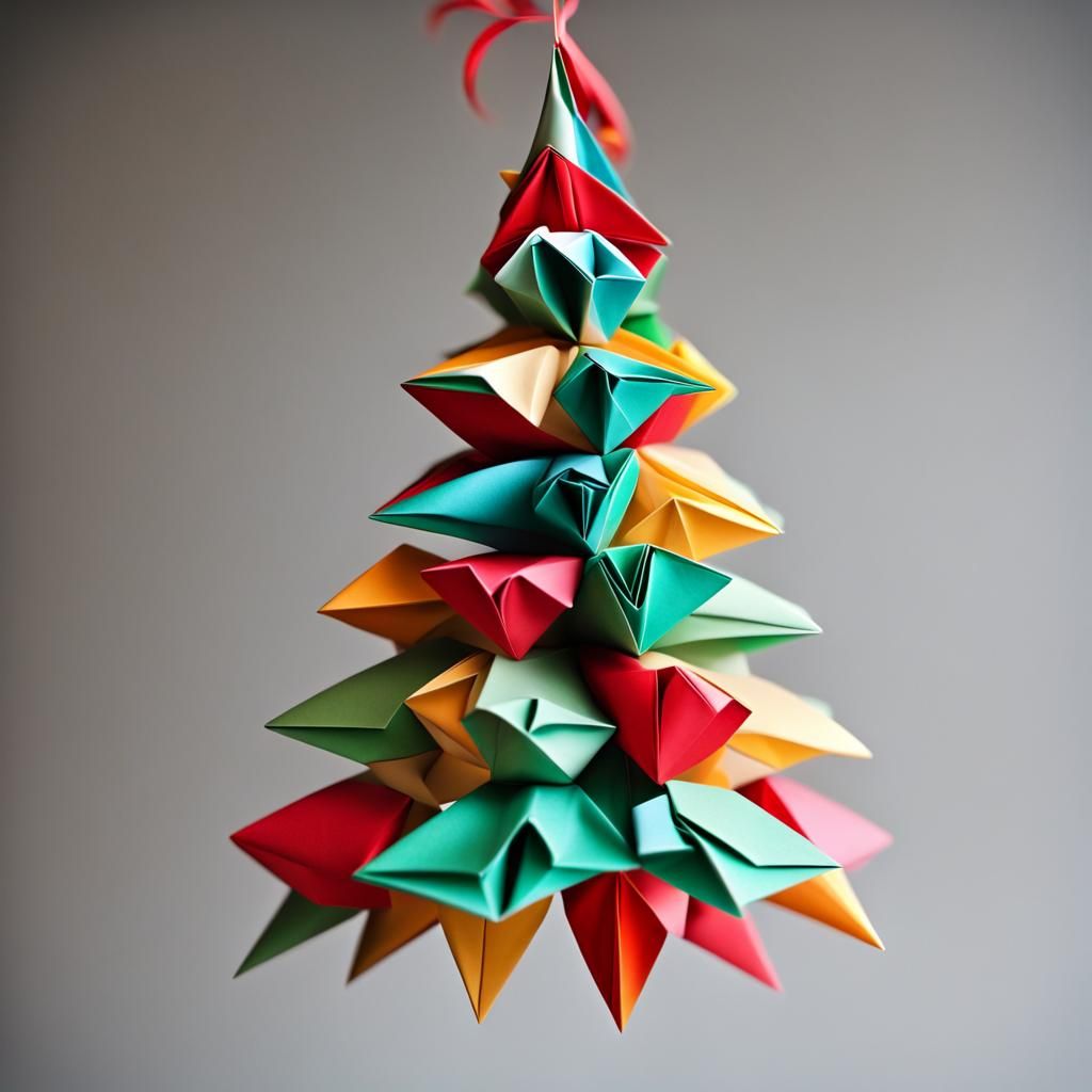 Colorful Origami Christmas Tree Ornament
