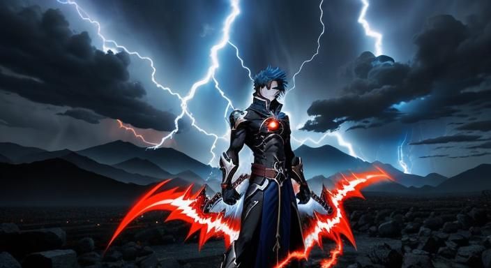 Cosmic Energy-Infused Anime Character Powers Up