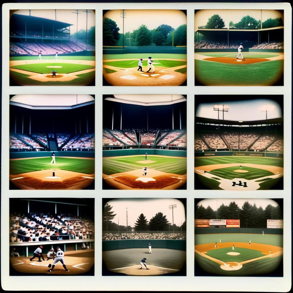 Nostalgic Polaroid Collage of Little League Baseball