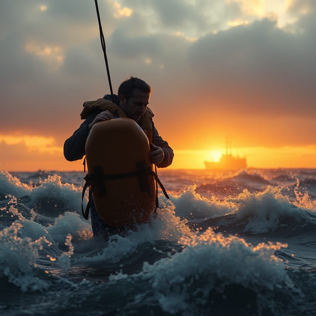 Man Adrift at Sea in Cinematic Realism