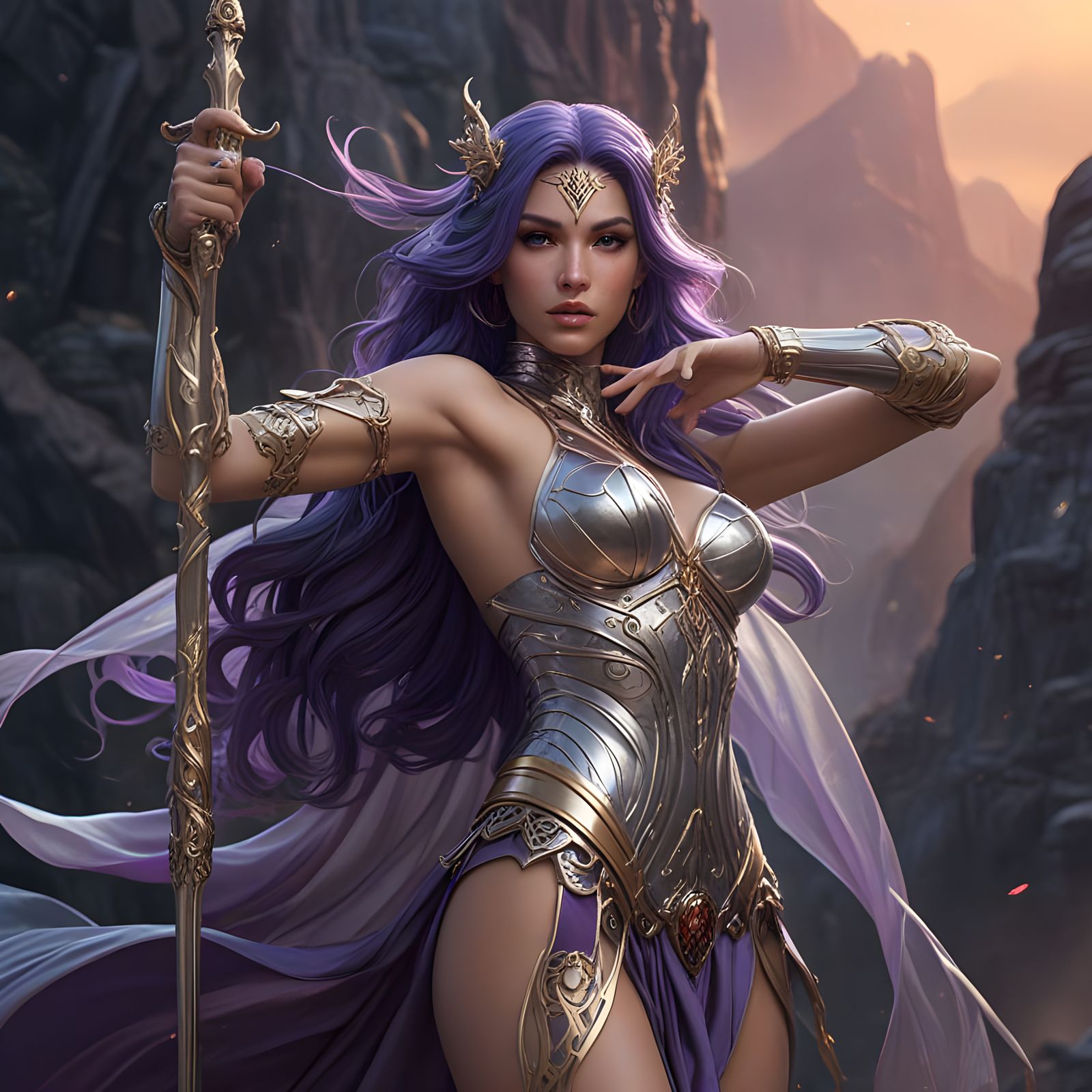 Exotic Warrior Princess with Sorceress Staff