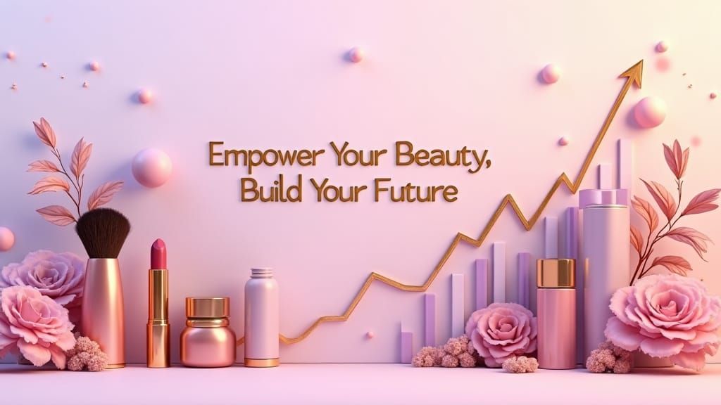 Beauty and Business Social Media Cover in Gold and Pink