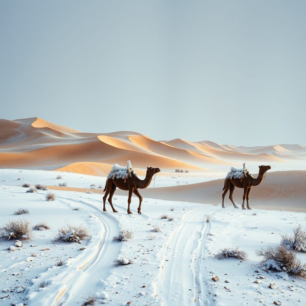 Frozen Dunes Oasis in Avant-Garde Style