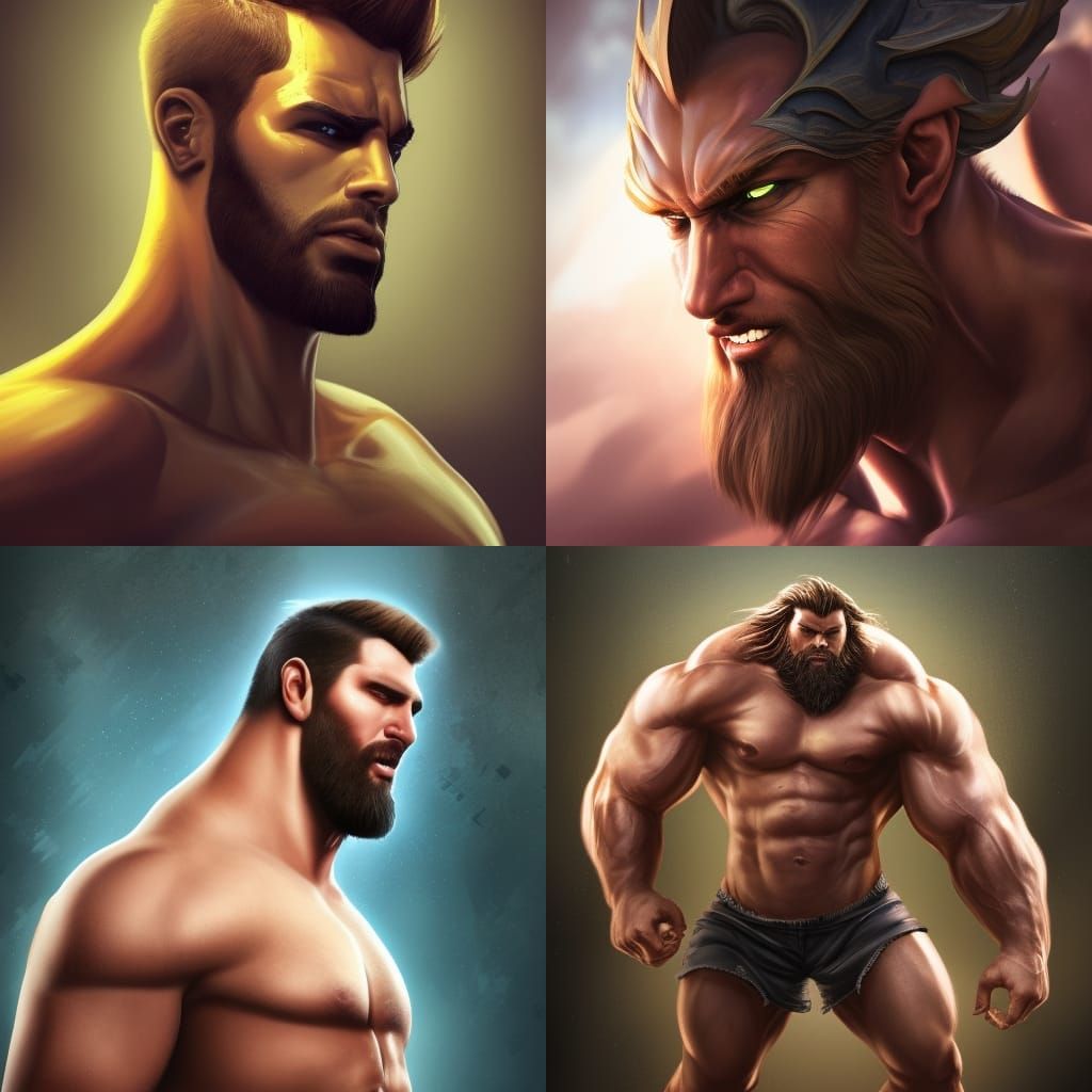 Hyperrealistic Hunky Man in Splash Art Style