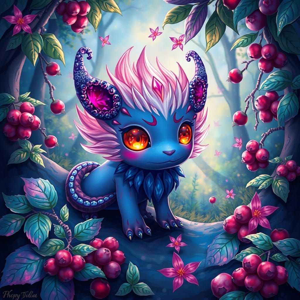 Miyazaki-Inspired Whimsy: Lush Forest Creature Amidst Irides...