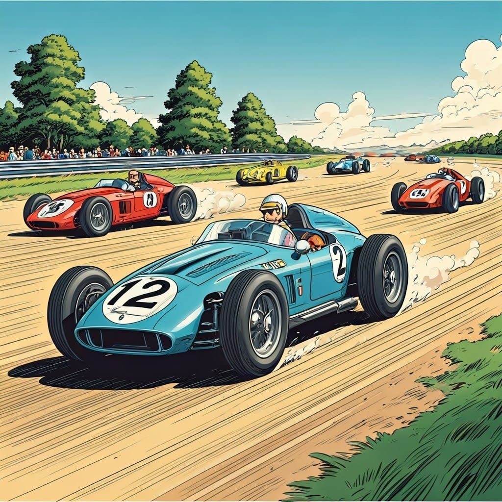 Racing Cars in Dynamic Comic Style