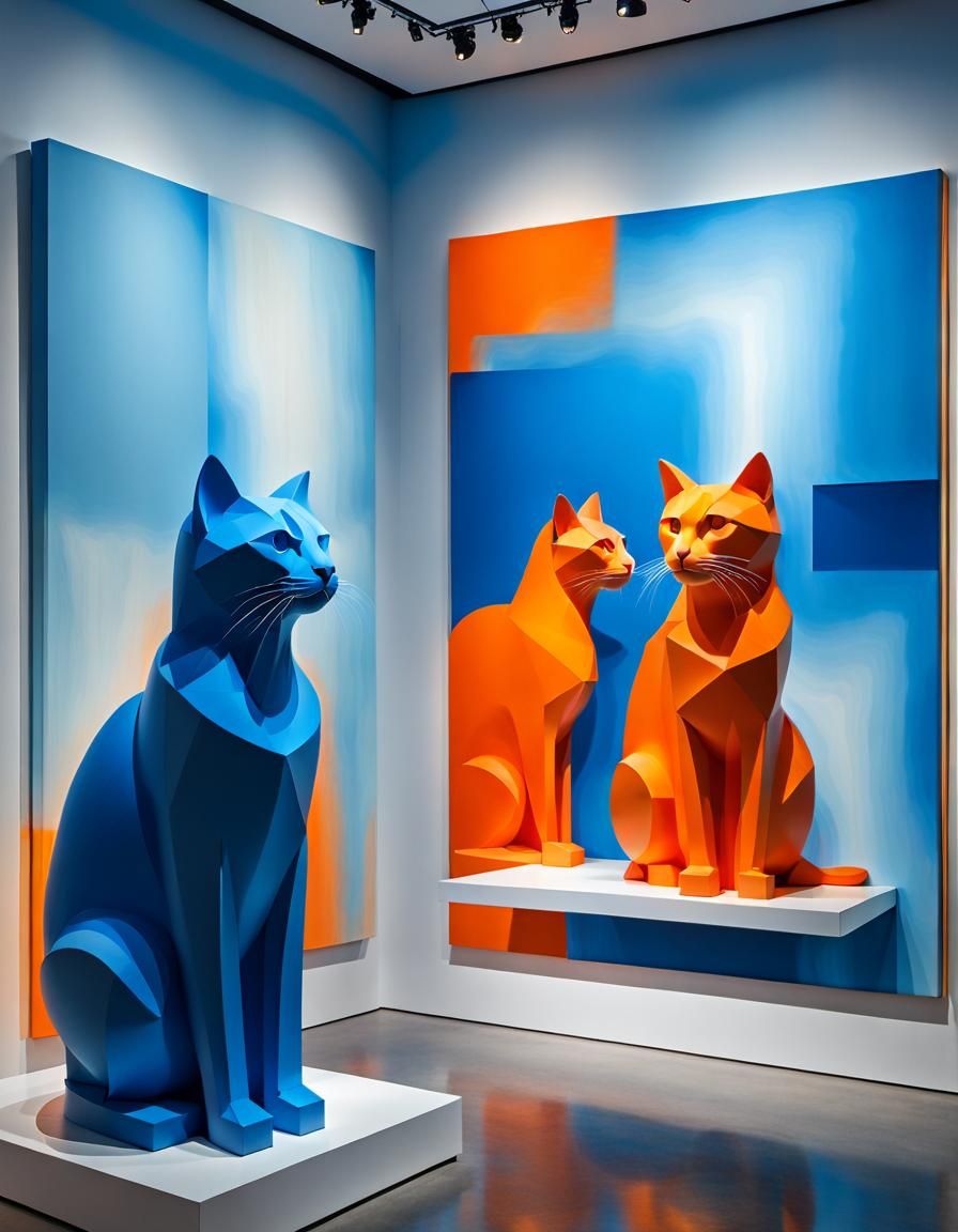 Abstract Cats Emerge in Modern Art Museum