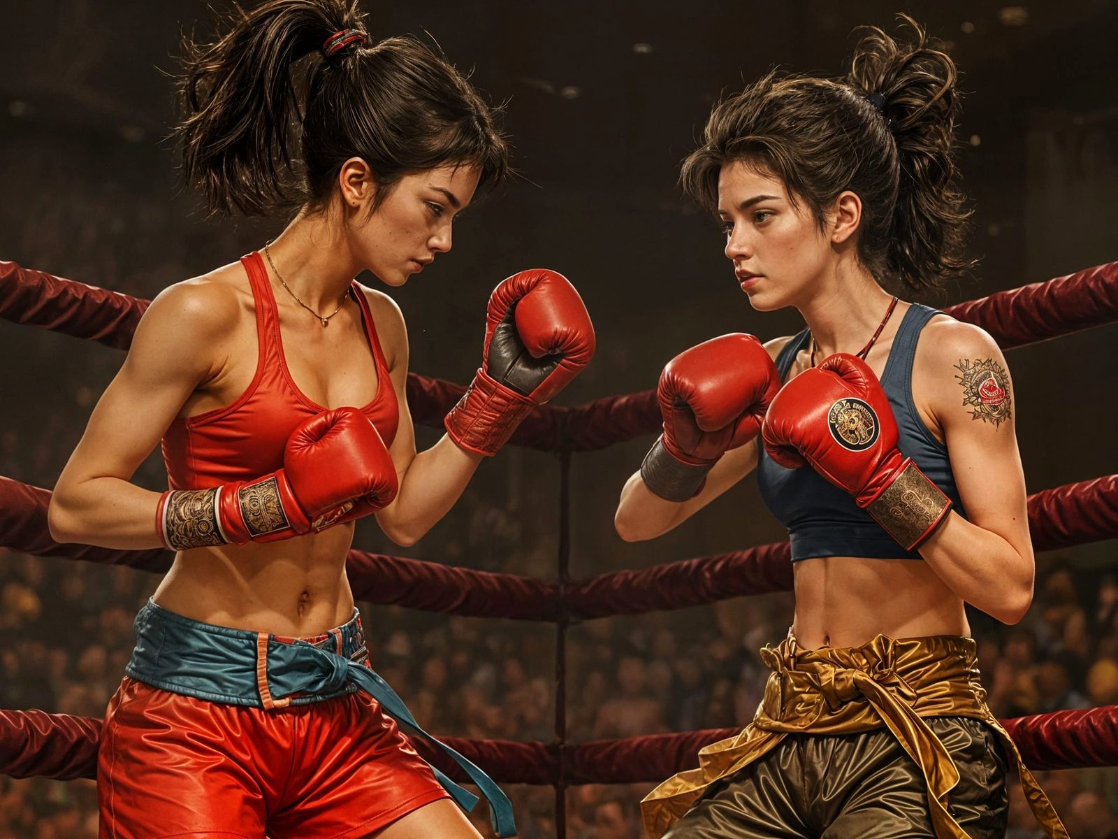 Boxing Match at the Temple in Anime Style