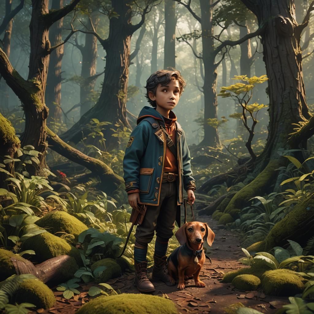 Mini doxie small boy woods