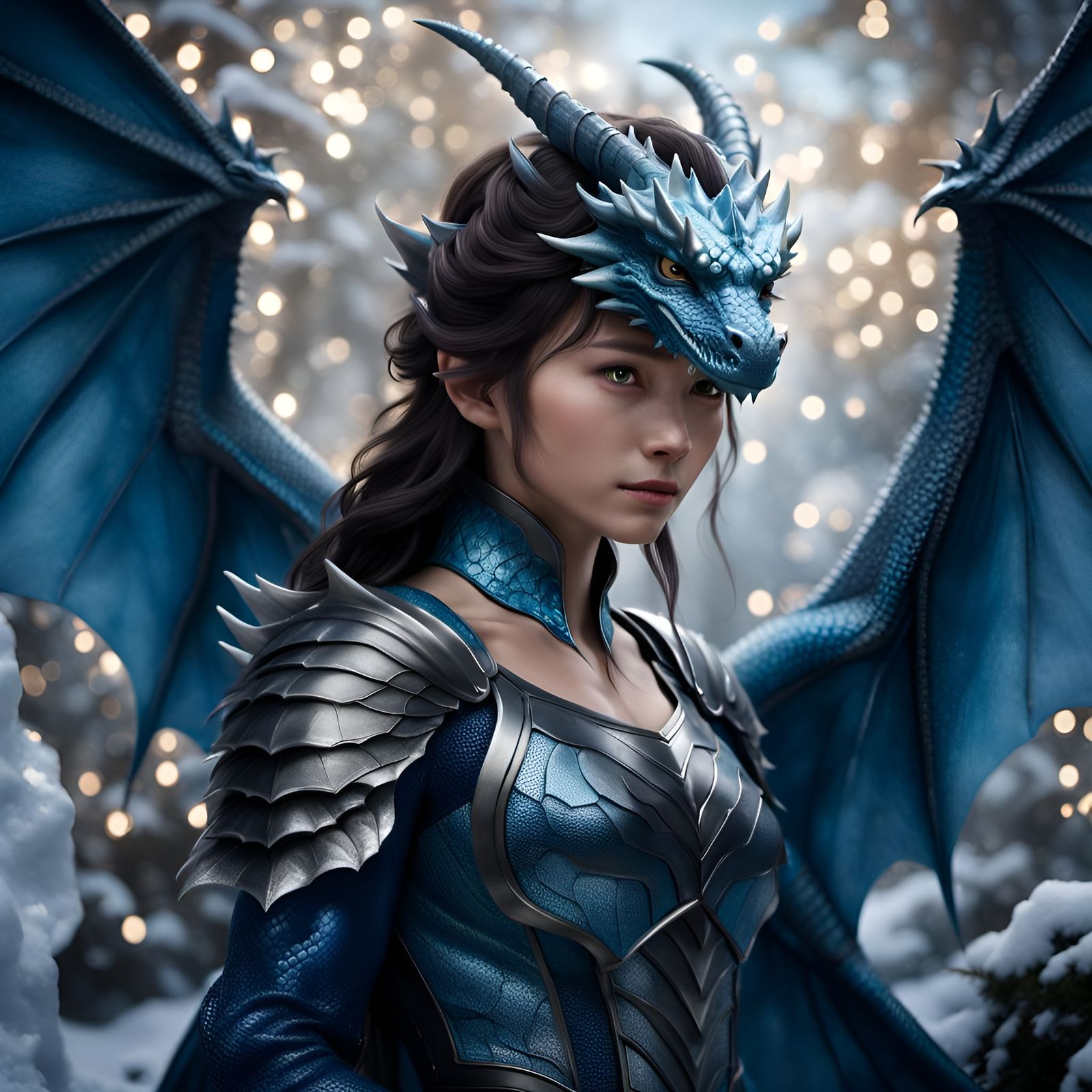 Blue Ice Dragon in Hyperrealistic Detail