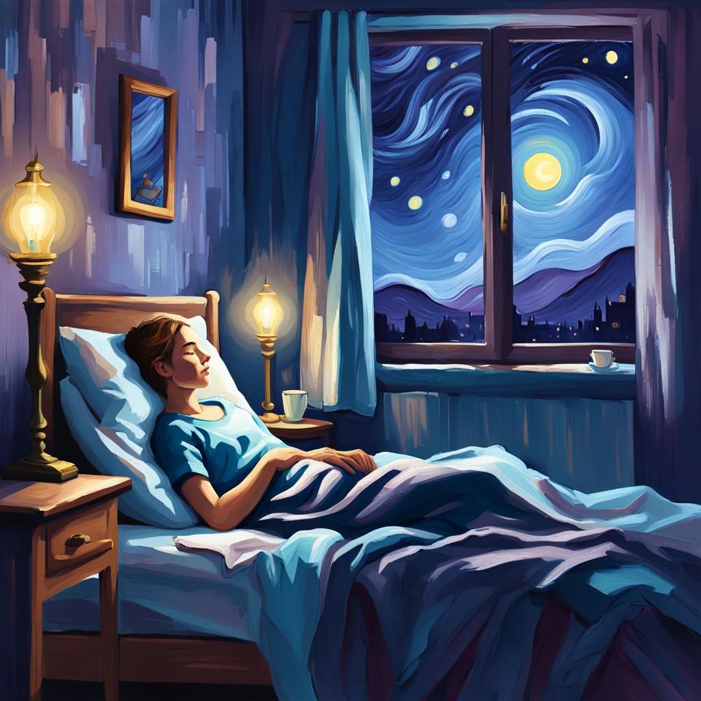 Dreamy Nighttime Scene in Impressionistic Style