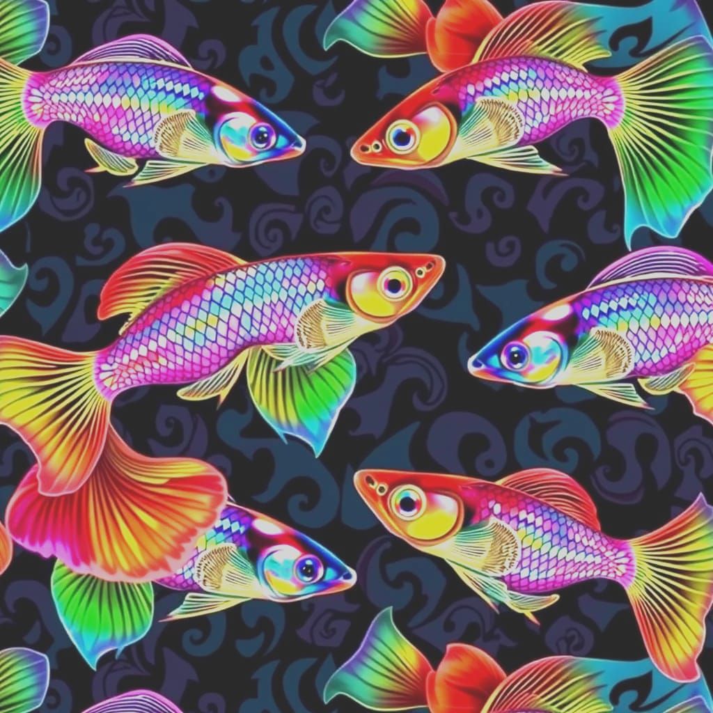 Escher-Inspired Tessellation of Colorful Guppies